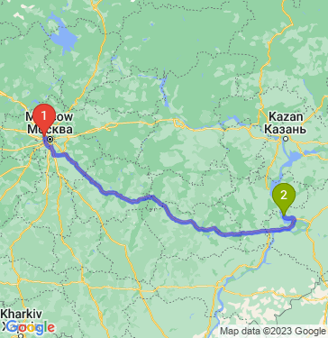 Маршрут из Москвы в Ягодное