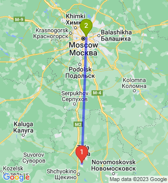Маршрут из Тулы в Москву
