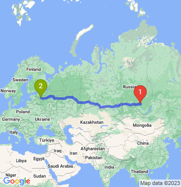 Маршрут из Братска в Великий Новгород
