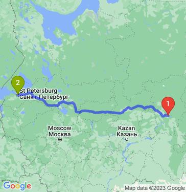 Маршрут из Перми в Санкт-Петербург