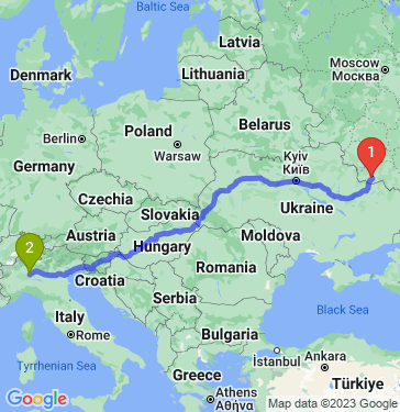 Маршрут из Белгорода в Милана