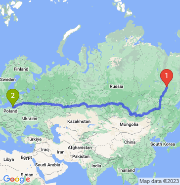 Маршрут из Якутска в Калининград