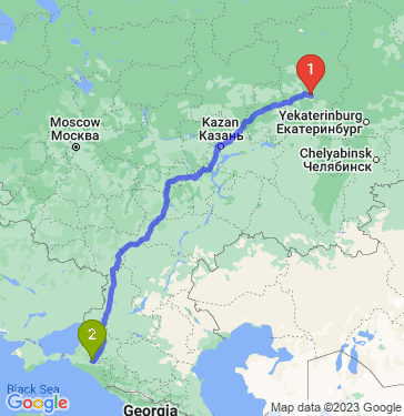 Маршрут из Перми в Краснодар
