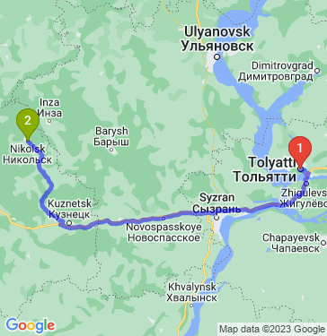 Маршрут из Тольятти в Никольск