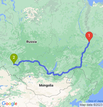 Маршрут из Якутска в Новосибирск