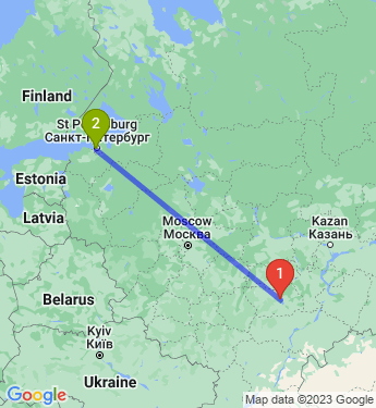 Маршрут из Пензы в Санкт-Петербург