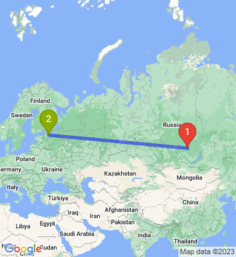 Маршрут из Братска в Санкт-Петербург