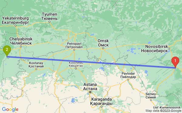 Маршрут из Барнаула в Учалы