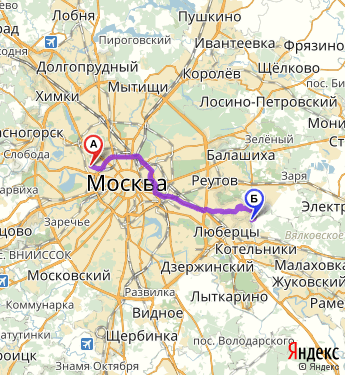 Маршрут из Москвы в Московскую Область