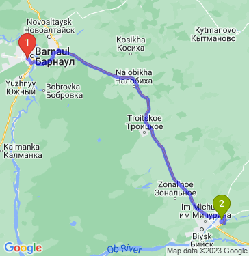 Маршрут из Барнаула в Бийск