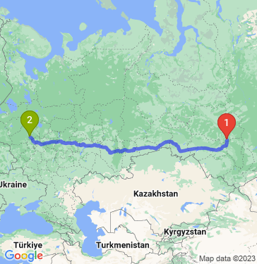 Маршрут из Томска в Тверь