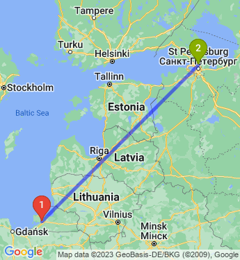 Маршрут из Калининграда в Санкт-Петербург