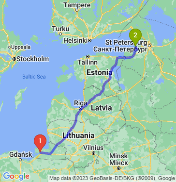 Маршрут из Калининграда в Соснового Бора