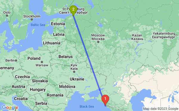 Маршрут из Сочи в Санкт-Петербург