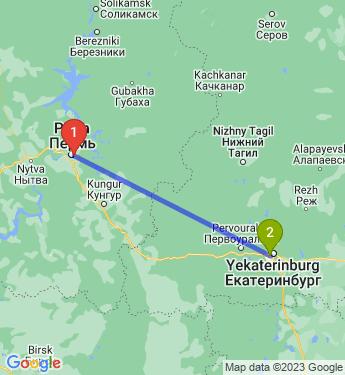 Маршрут из Перми в Екатеринбург