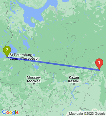Маршрут из Перми в Санкт-Петербург