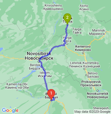 Маршрут из Барнаула в Томск