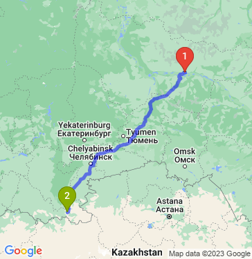 Маршрут из Сургута в Гая