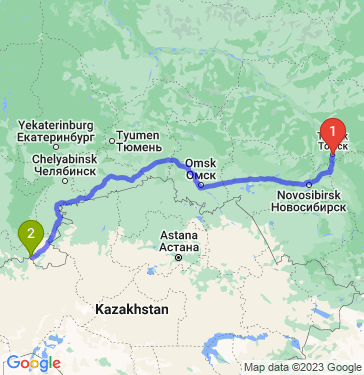 Маршрут из Томска в Орск