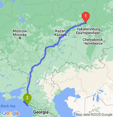 Маршрут из Перми в Сочи