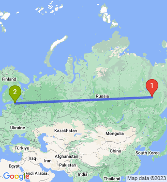 Маршрут из Якутска в Санкт-Петербург