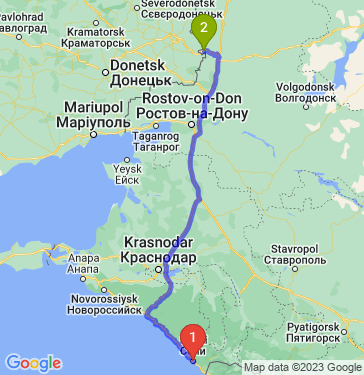 Маршрут из Сочи в Донецк