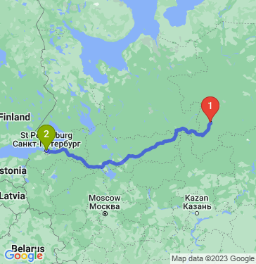 Маршрут из Сыктывкара в Санкт-Петербург