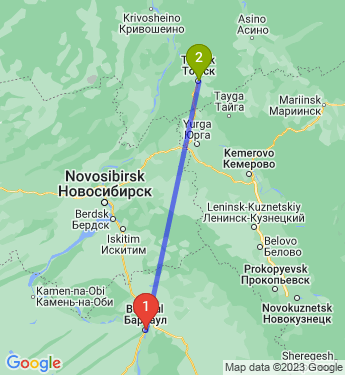 Маршрут из Барнаула в Томск