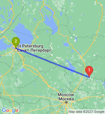Маршрут из Костромы в Санкт-Петербург