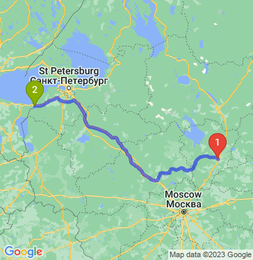 Маршрут из Ивняков в Ивангорода