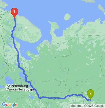 Маршрут из Мурманска в Пермь