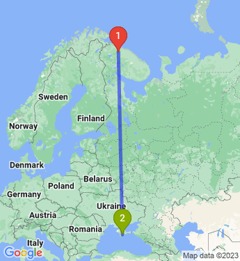 Маршрут из Мурманска в Симферополя