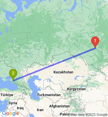 Маршрут из Томска в Краснодар