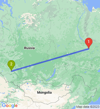 Маршрут из Якутска в Новосибирск