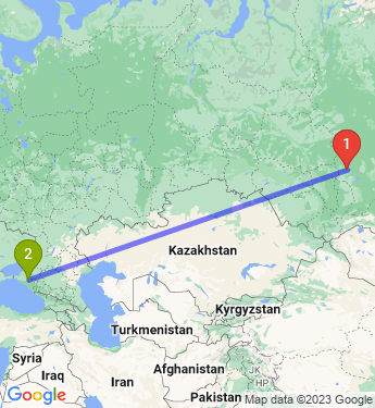 Маршрут из Ачинска в Краснодар