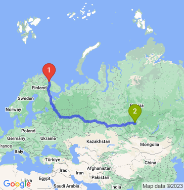 Маршрут из Мурманска в Красноярск