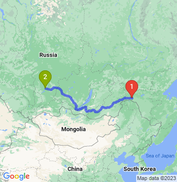 Маршрут из Невера в Красноярск