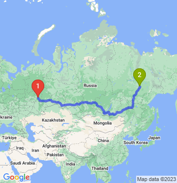 Маршрут из Перми в Якутск