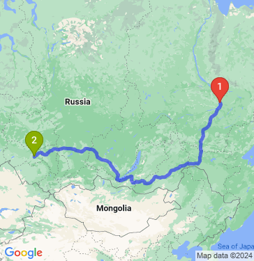 Маршрут из Якутска в Новосибирск