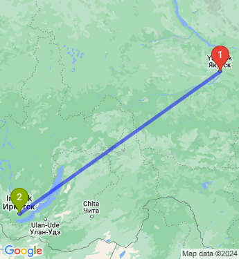 Маршрут из Якутска в Иркутск