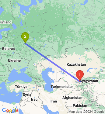 Маршрут из Тоshkent в Москву