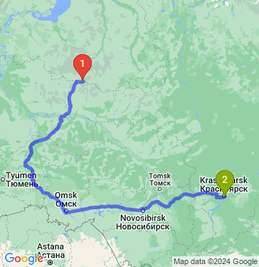 Маршрут из Ноябрьска в Красноярск