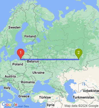 Маршрут из Калининграда в Уфу