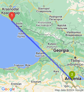 Маршрут из Туапсе в Ереван