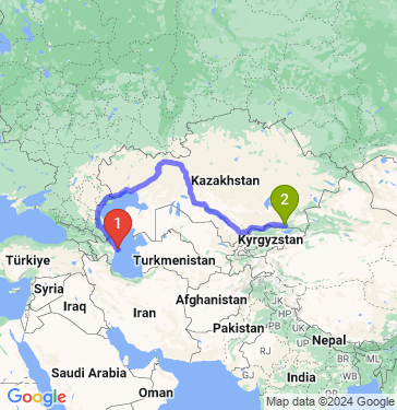 Маршрут из Баку в Алматы