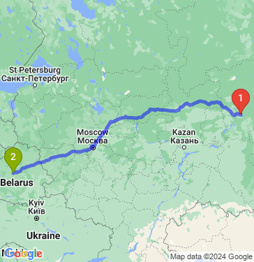 Маршрут из Перми в Минск
