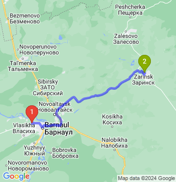 Маршрут из Барнаула в Заринска