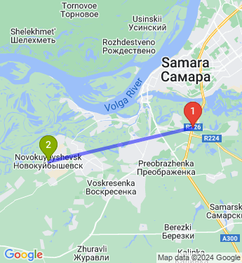 Маршрут из Самары в Новокуйбышевск