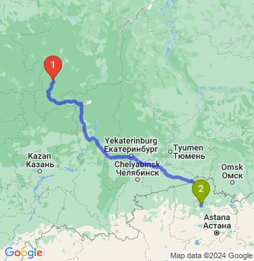 Маршрут из Сыктывкара в Кокшетау
