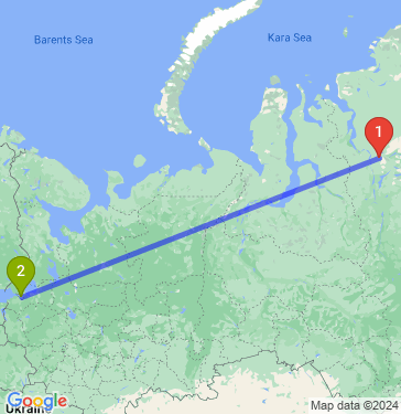 Маршрут из Норильска в Санкт-Петербург